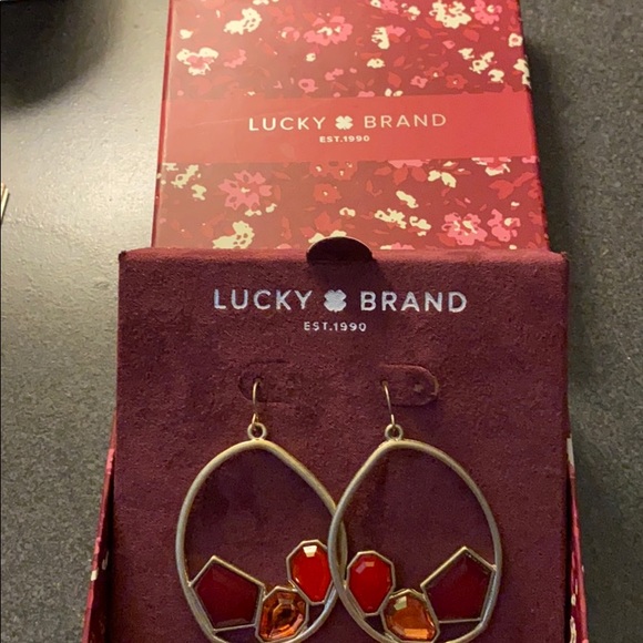 NEW Lucky Brand multi stone hoop earrings - Picture 8 of 9